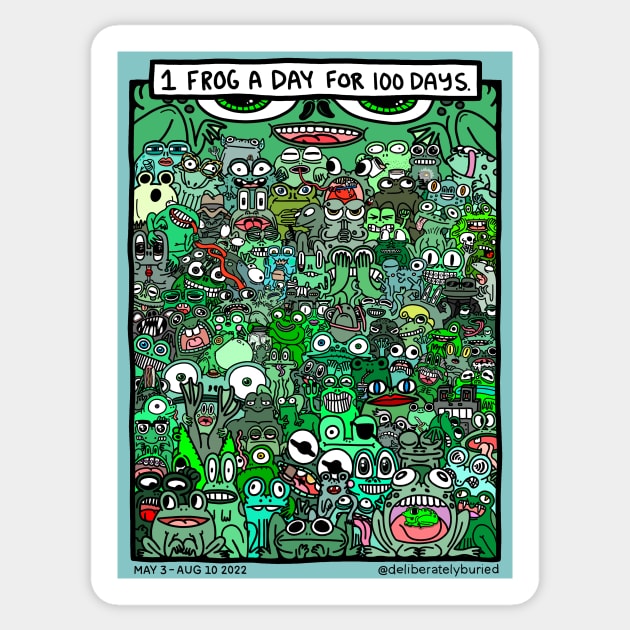 100 Frogs Sticker by Deliberately Buried